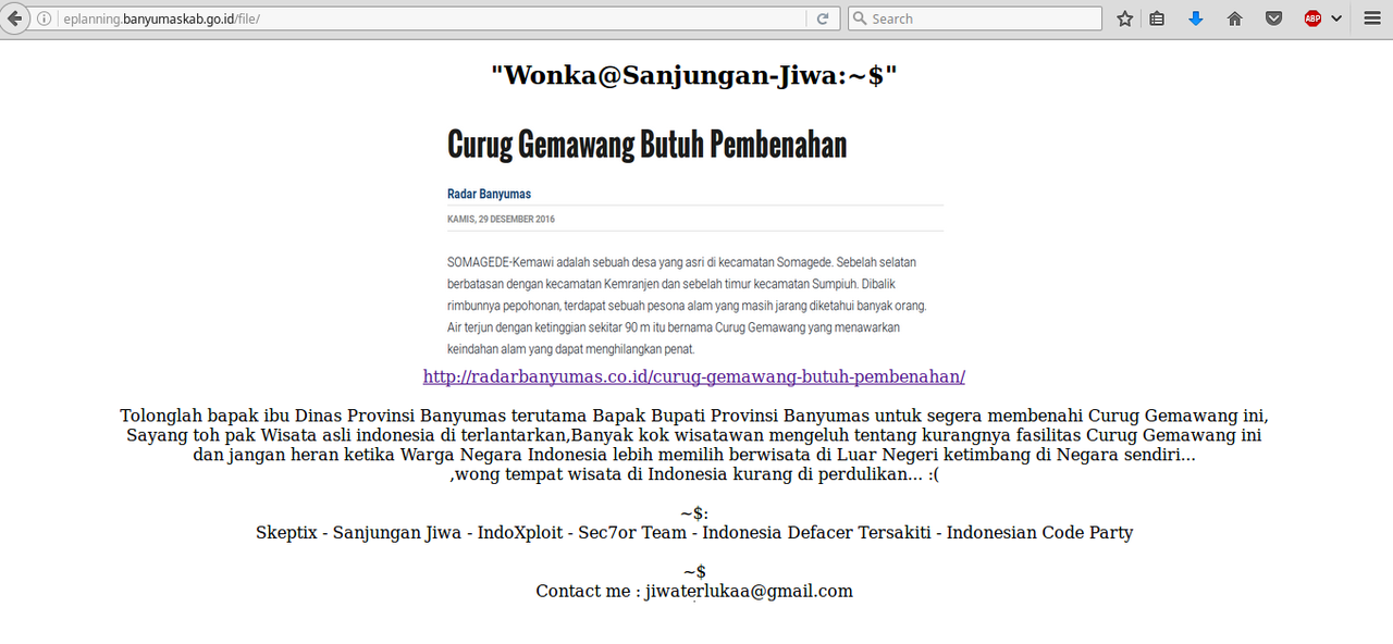 Fasilitas Wisata Belum Dibenahi,Hacker Retas Situs Banyumaskab