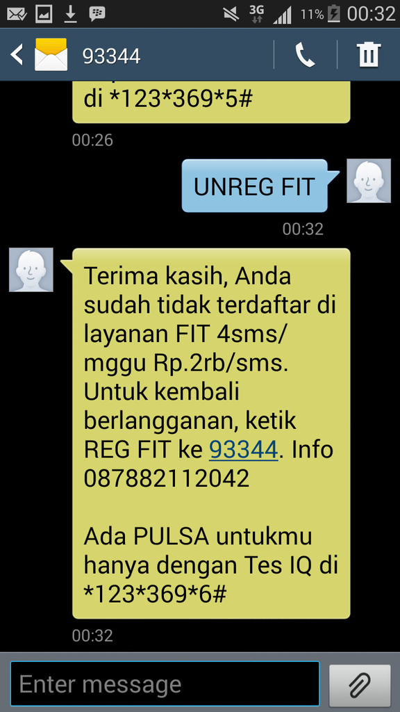 HATI HATI SMS BERBAYAR dari nomor 93344 - Pulsa agan bisa habis!