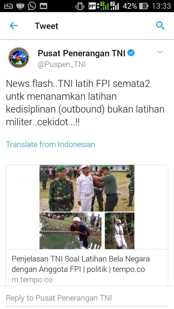 Heboh TNI dan FPI Latihan Militer Bersama di Banten