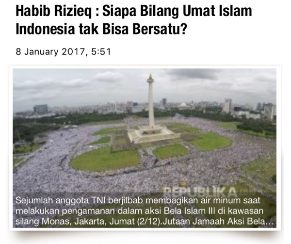 Habib Rizieq : Siapa Bilang Umat Islam Indonesia tak Bisa Bersatu?