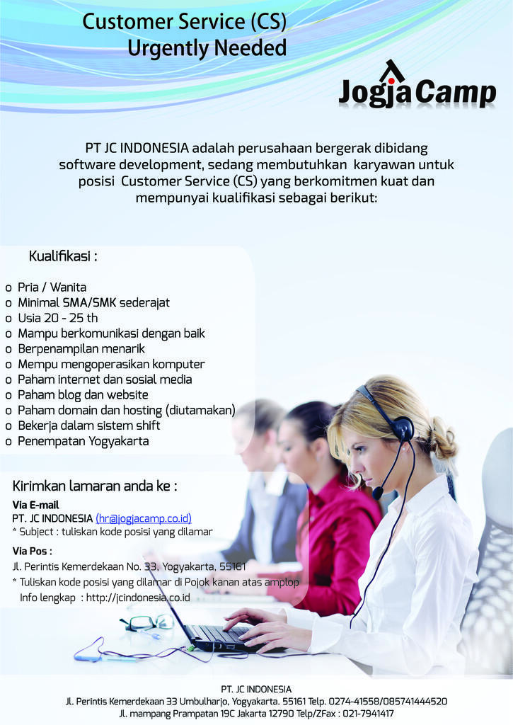 LOWONGAN KERJA CUSTOMER SERVICE (CS) 