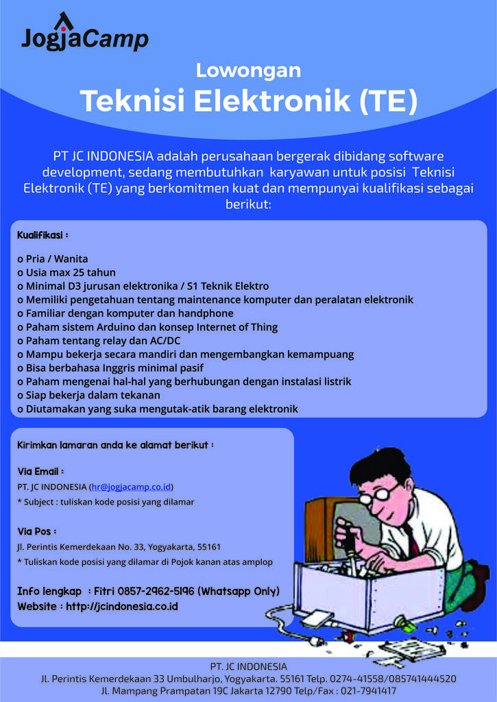 LOWONGAN KERJA TEKNISI ELEKTRONIK (TE)