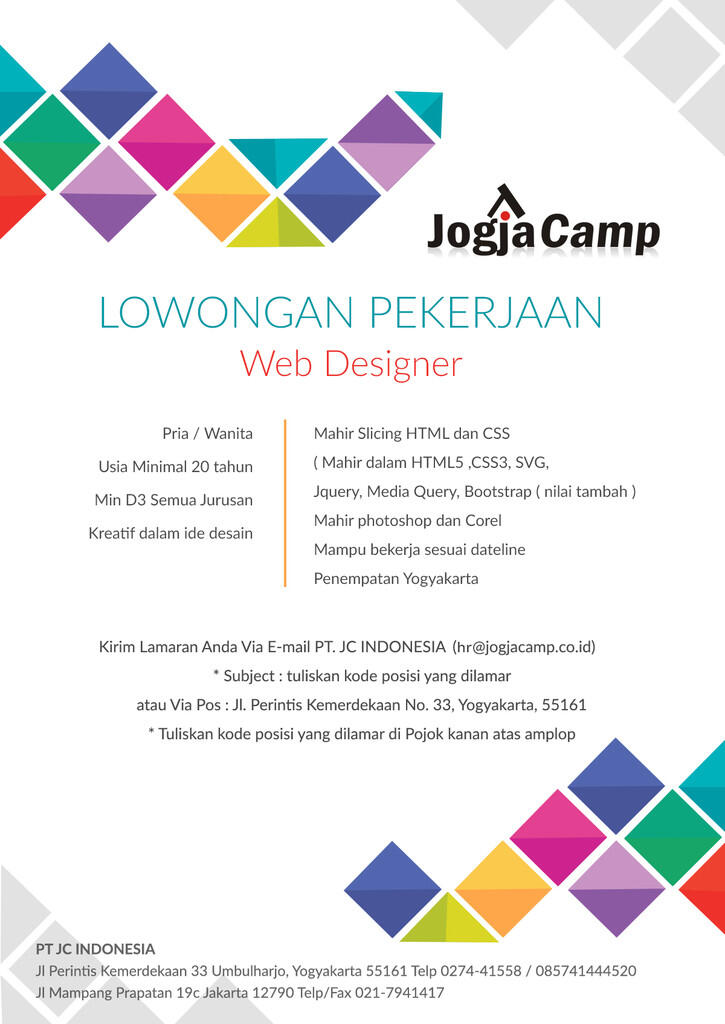 LOWONGAN KERJA DESAINER WEB (DESW)