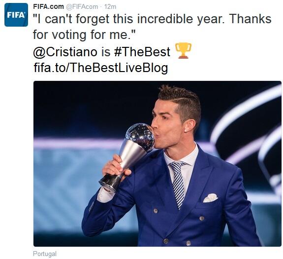 Inilah Hasil The Best FIFA Football Awards 2016