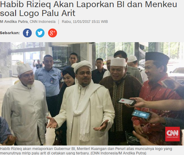 Habib Rizieq Akan Laporkan BI dan Menkeu soal Logo Palu Arit