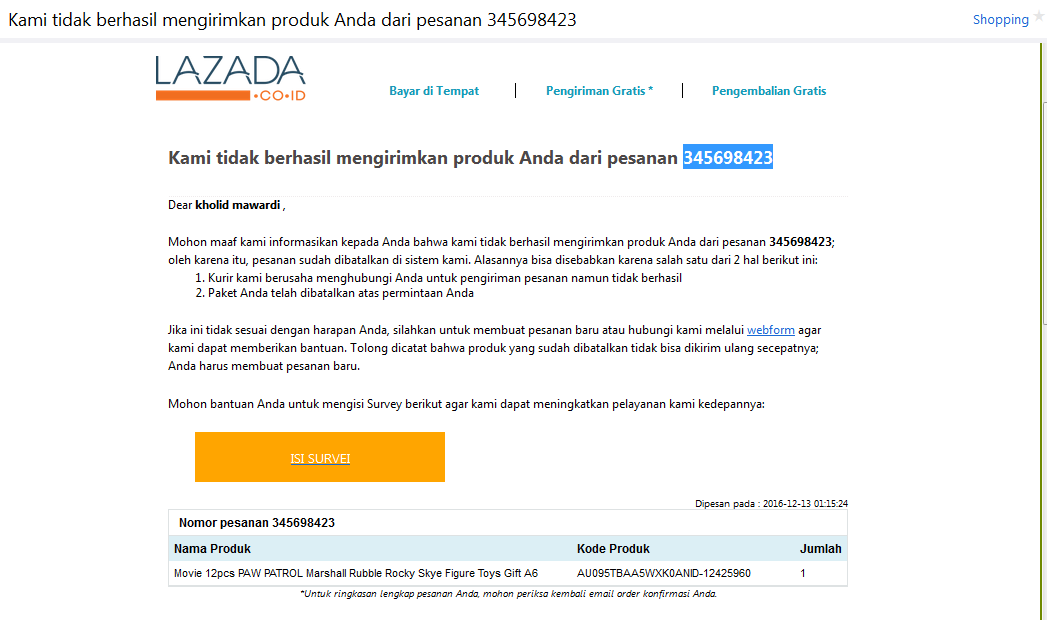 Buruknya layanan Lazada