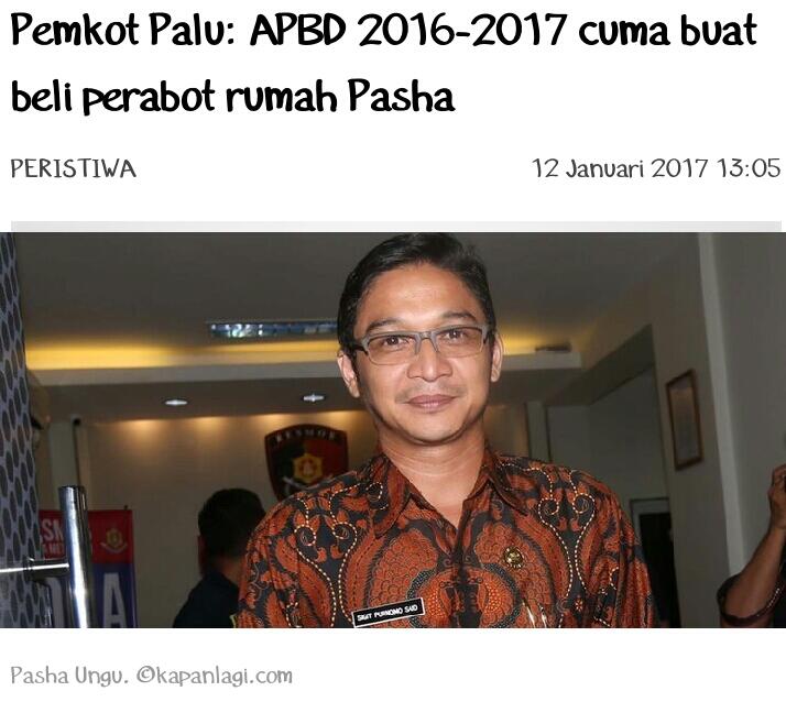 Pemkot Palu: APBD 2016-2017 cuma buat beli perabot rumah Pasha