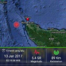 Gempa 5,4 SR Hentak Banda Aceh