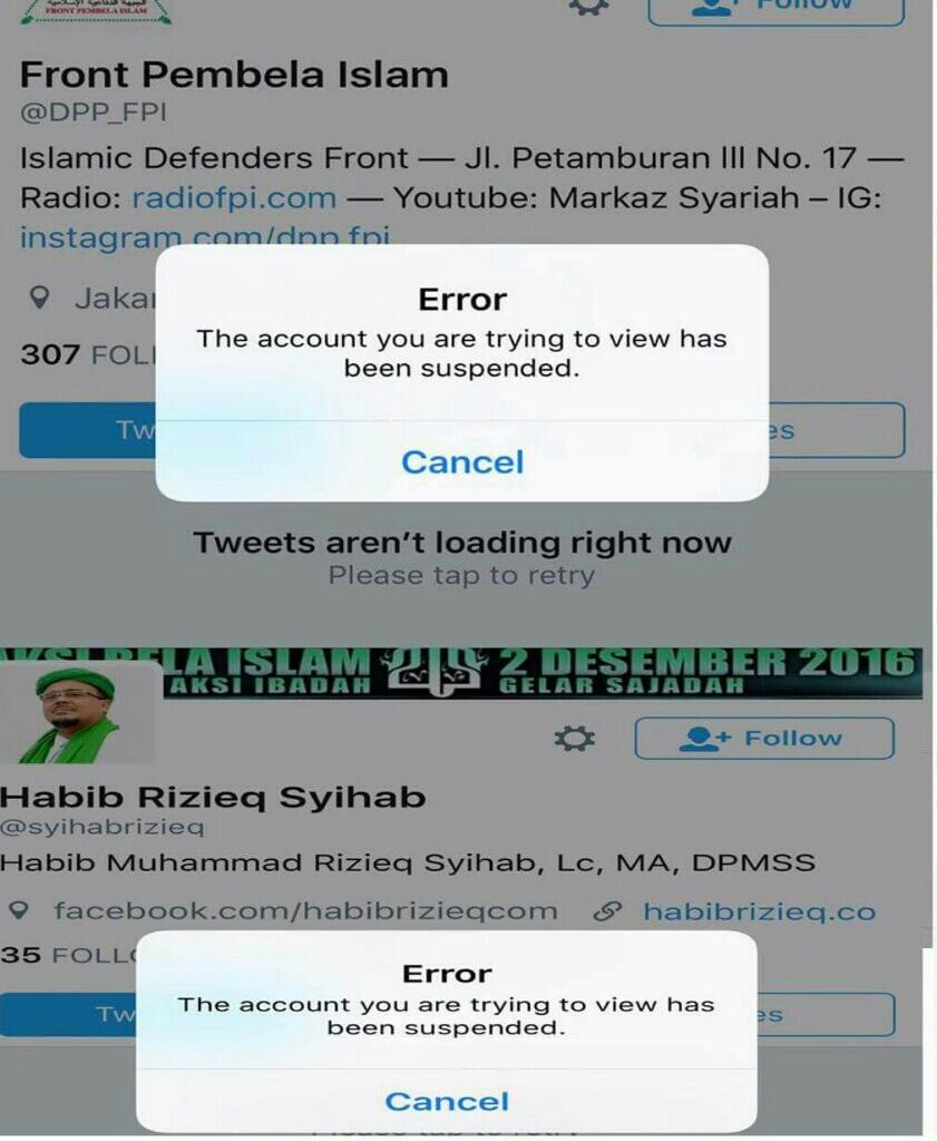 Akun Twitter Habib Rizieq, DPP FPI Dan HumasFPI Lenyap, Netizen Bersorak Sorai