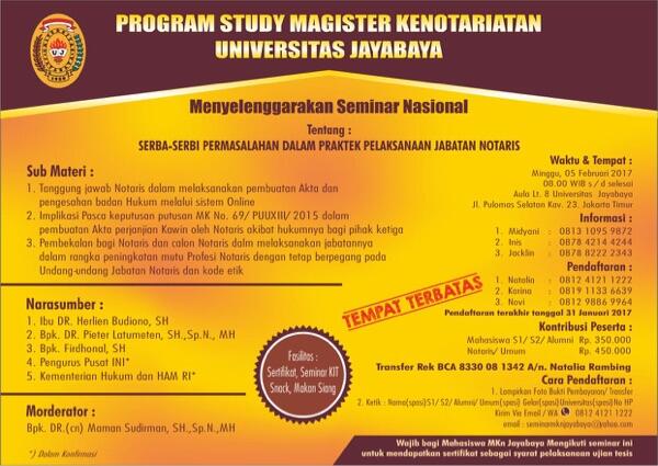 Seminar Nasional Magister Kenotariatan Jayabaya