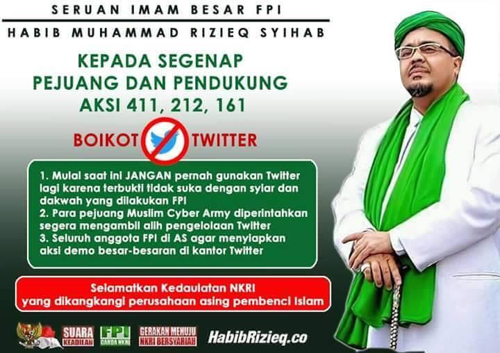 Soal Seruan Boikot Twitter, Ini Kata Habib Rizieq