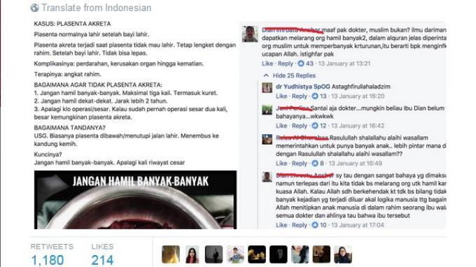 Viral, Nasehat Dokter Dibalas Netizen: ''Jangan Ingkari Takdir Allah''