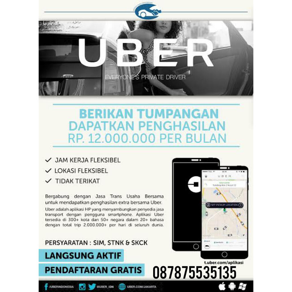 Pendaftaran Uber Mobil 2017 - One Day Service ! Gratis