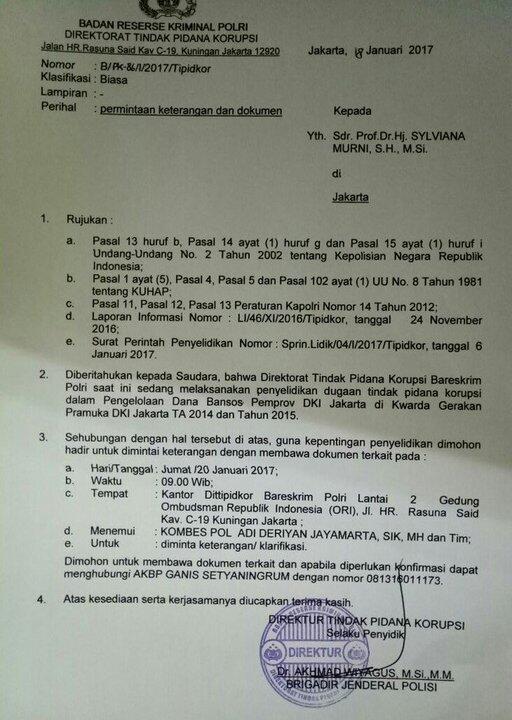 Kasus Korupsi Pramuka Syliviana Dipanggil Polisi