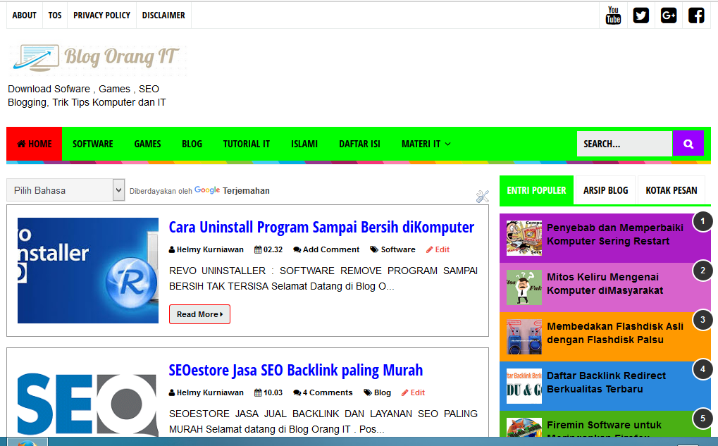 Blog Orang IT Blogger Personal Terbaik