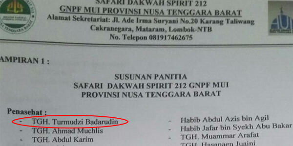 Tak Terima Namanya Dicatut, Ini Pesan Tuan Guru Bagu untuk Panitia 212 GNPF MUI NTB