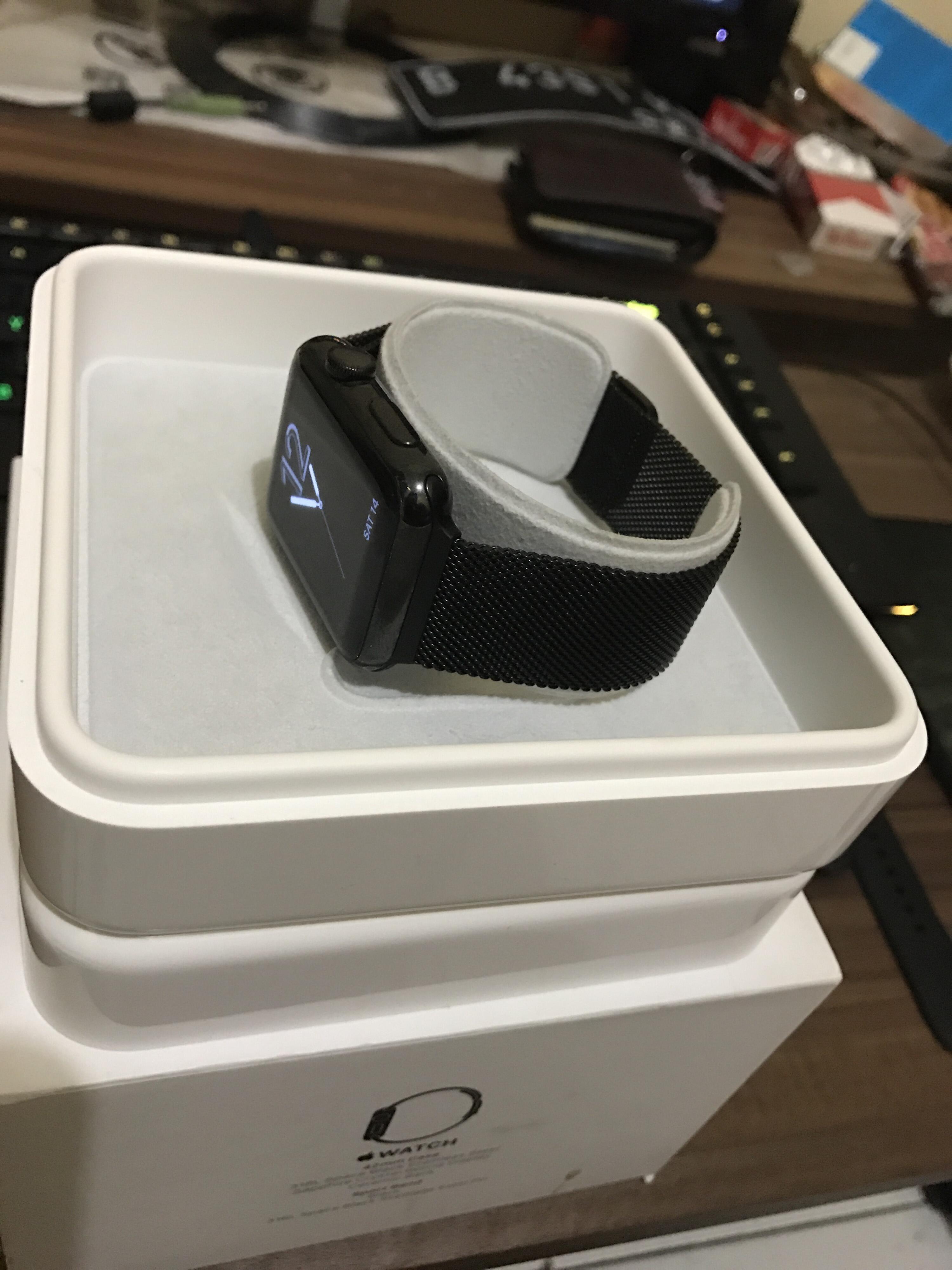 Apple Watch 42mm Black Stainless Steel with millanese strap