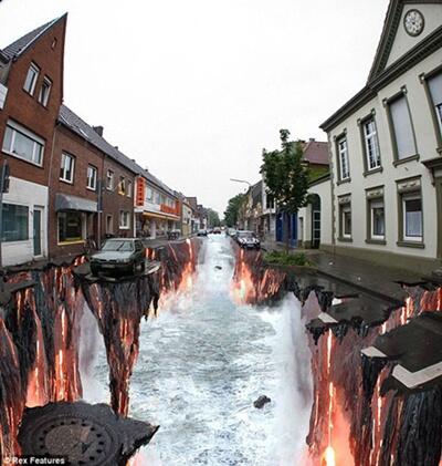 Lukisan 3D di Jalan Ini Keren Banget: Awas Tertipu Gansis!