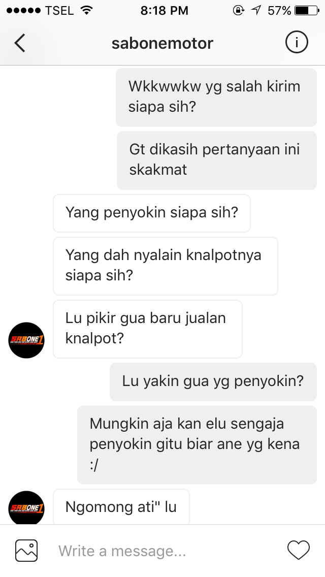 Klarifikasi Salah Kirim Knalpot Sabone Motor