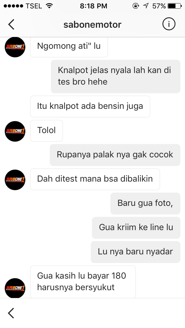 Klarifikasi Salah Kirim Knalpot Sabone Motor 