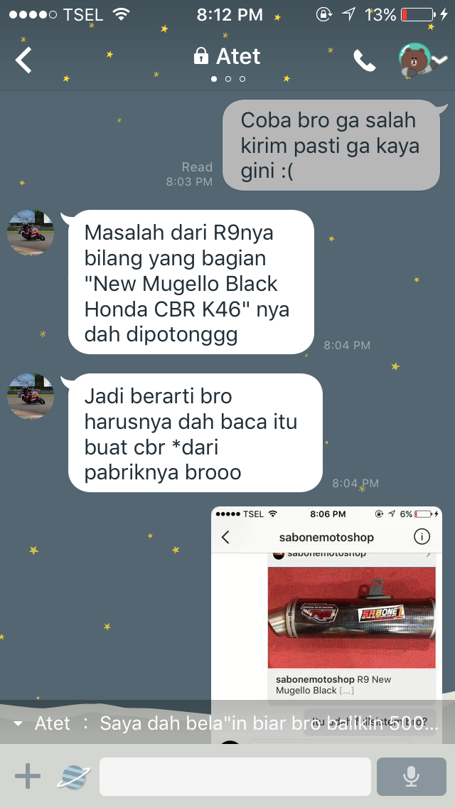 Klarifikasi Salah Kirim Knalpot Sabone Motor 