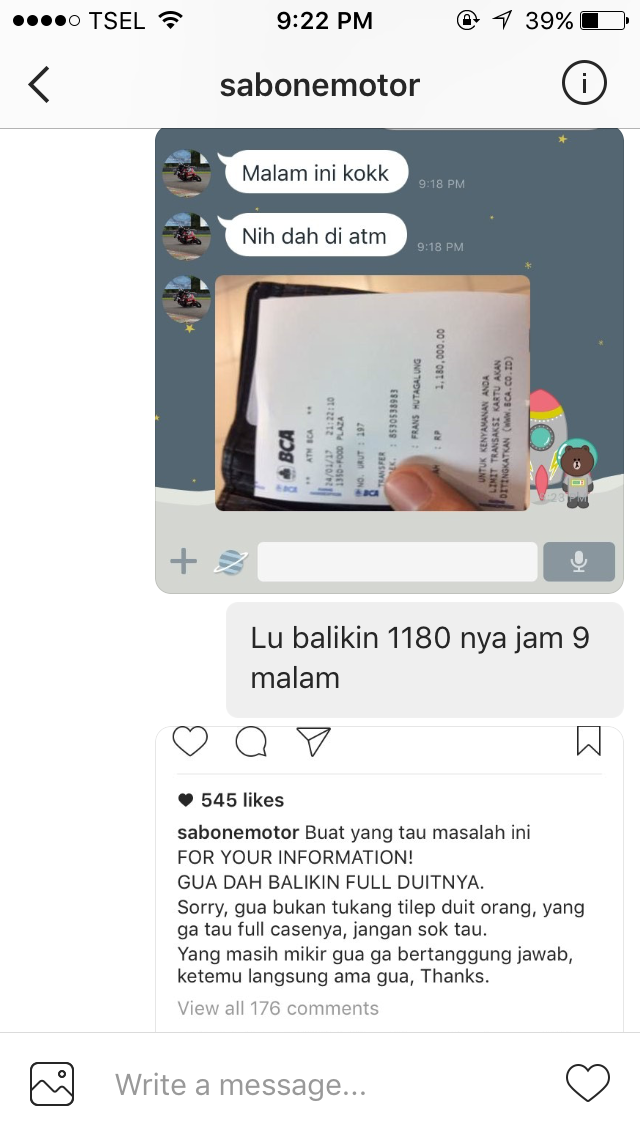 Klarifikasi Salah Kirim Knalpot Sabone Motor 