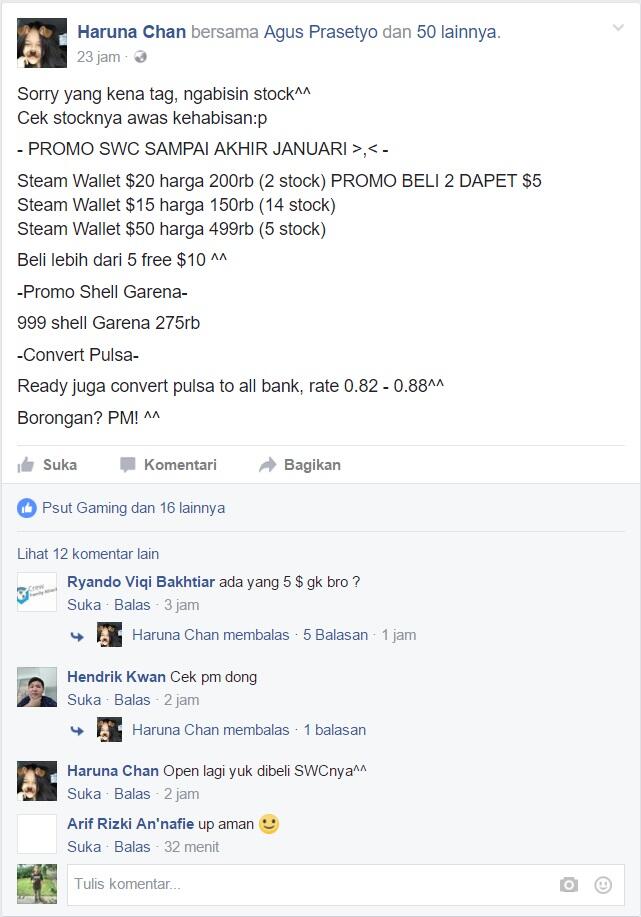 Penipuan oleh akun FB Haruna Chan aka FarahDewi3424