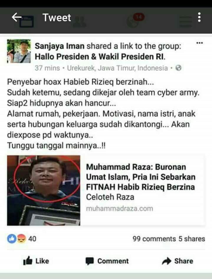 Tuduhan FPI tentang tersangka penyebar konten perselingkuhan HRS-FZ ternyata HOAX!!