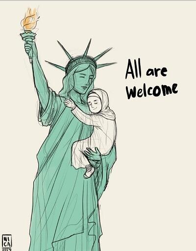 Protes Trump, Ribuan Orang Tunjukkan Solidaritas Lewat Gambar