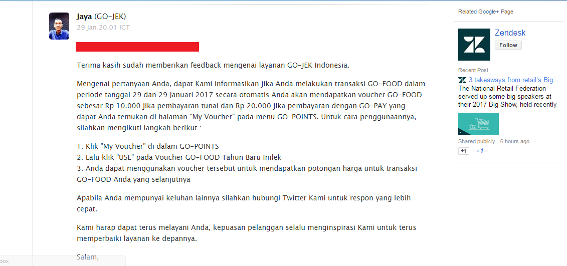 Ditagih voucher Go-Food eh CS Go-Jek malah kabur