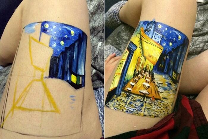 Alasan cewek cantik ini lukis karya van Gogh di pahanya bikin salut
