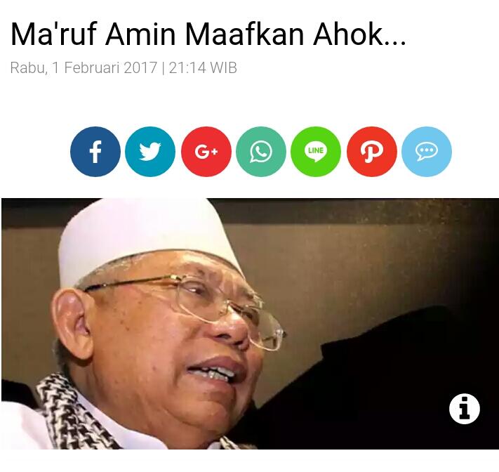 Ma'ruf Amin Maafkan Ahok...