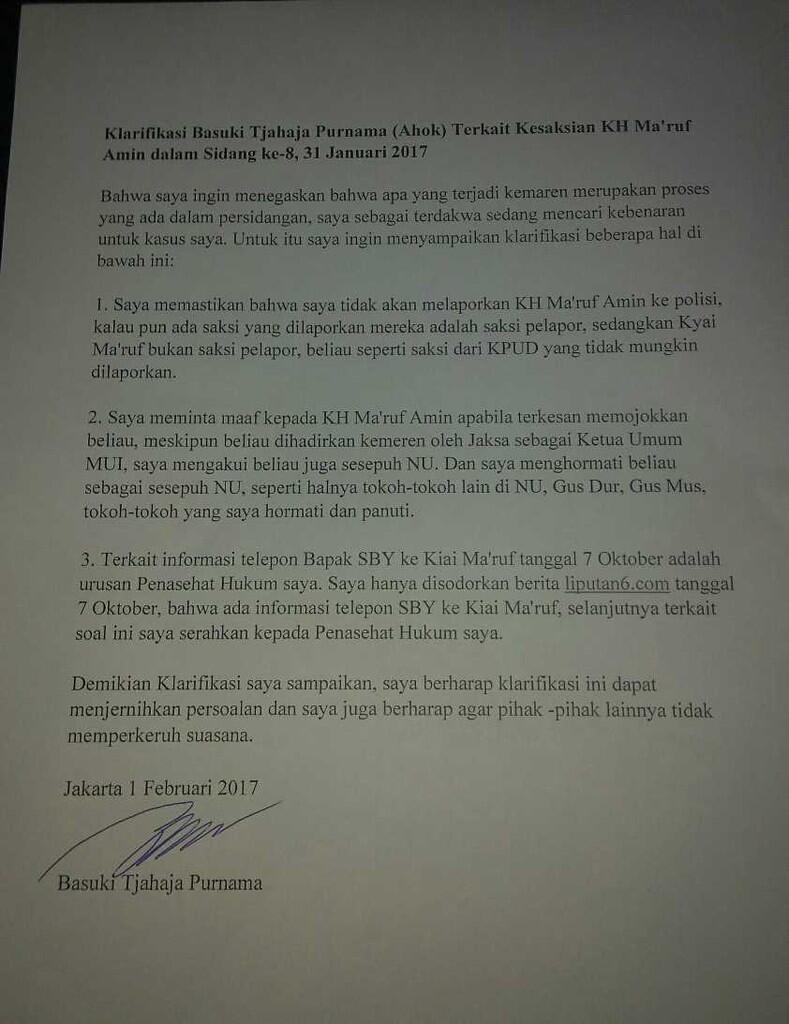 Ahok: Bukan Ketua MUI, yang Saya Laporkan Saksi Pelapor