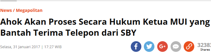 Ahok: Bukan Ketua MUI, yang Saya Laporkan Saksi Pelapor