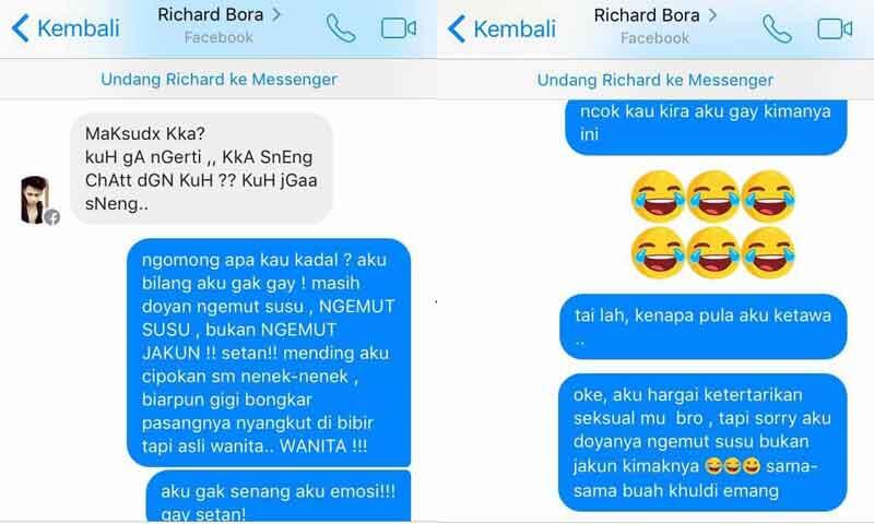  Percakapan pria dengan gay, “Kk ganteng aku suka, boleh aku cium bibir kk”