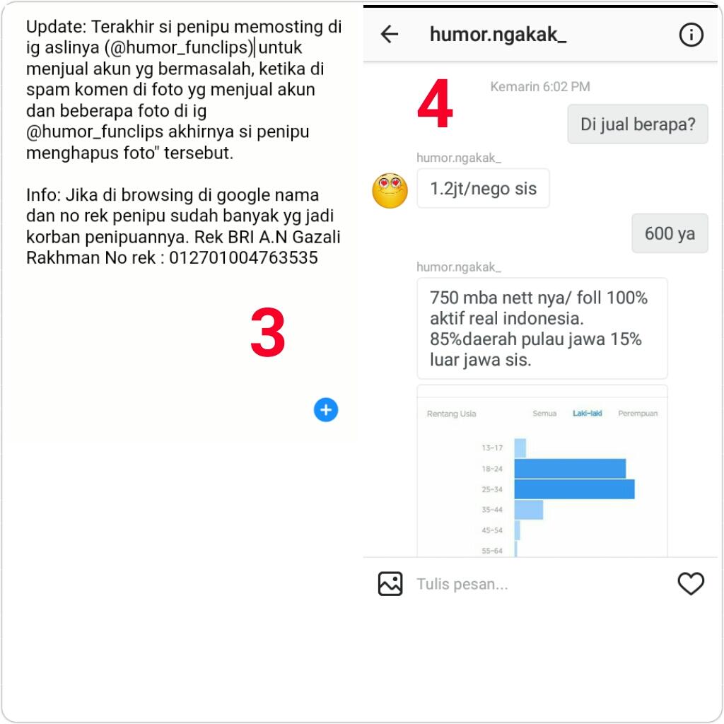 PENIPUAN berkedok JUAL Akun instagram, HATI HATI Sudah banyak Jatuh korban.
