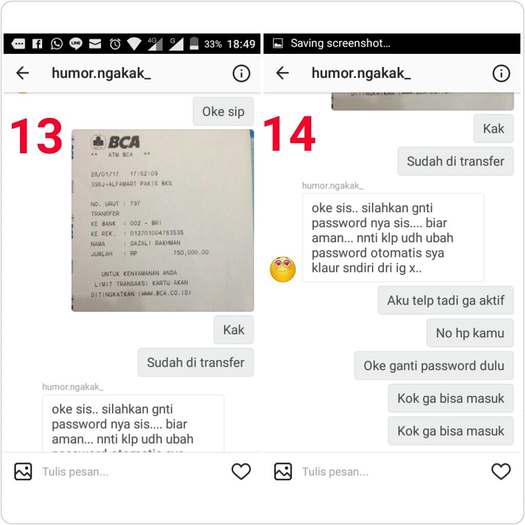PENIPUAN berkedok JUAL Akun instagram, HATI HATI Sudah banyak Jatuh korban.