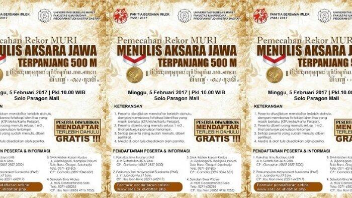Besok Pemecahan Rekor MURI Tulis Aksara Jawa Terpanjang di Solo