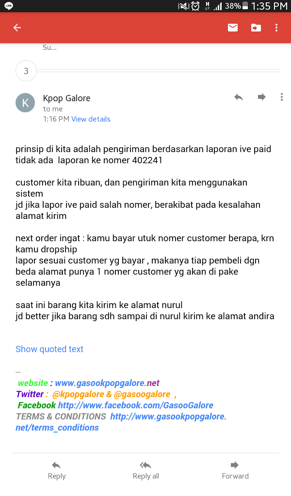 Pelayanan GASOOGALORE, KPOPGALORE, atau apalah yang sangat mengecewakan