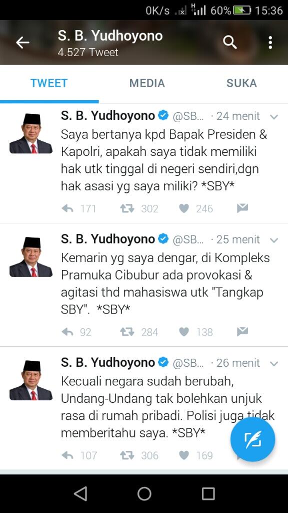 SBY MINTA KEADILAN DI TWITTER