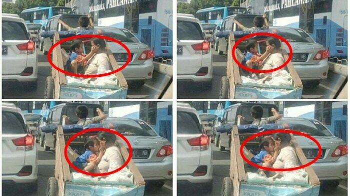 Bikin Nangis! Lihat yang Dilakukan Bocah Ini Saat Lihat Ibunya Kepanasan di Gerobak