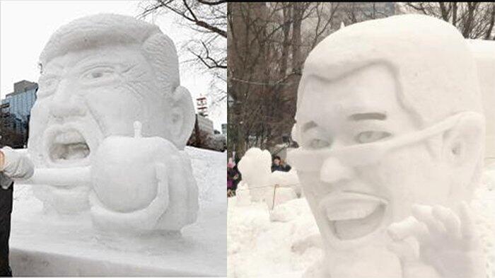 Festival Salju Sapporo Jepang Tampilkan Wajah Trump dan Pico Taro 'PPAP'