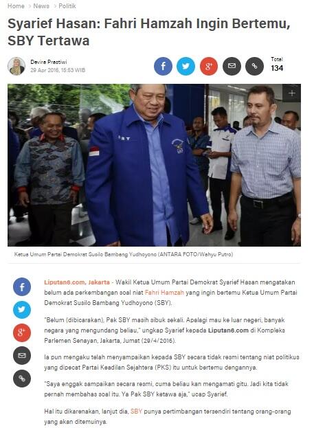 Fahri: Jokowi kan belum tentu bisa dua periode, segeralah ketemu SBY