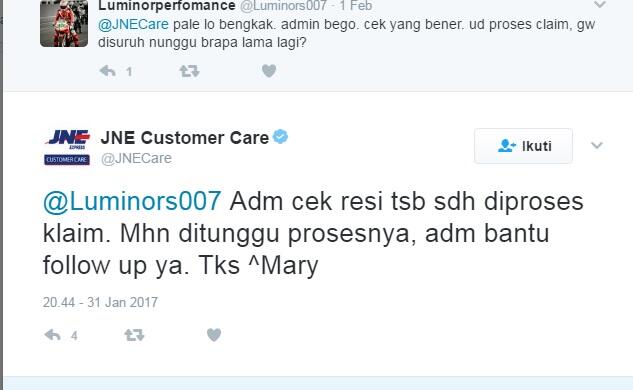 Suara pembaca / Kecewa dengan jasa JNE