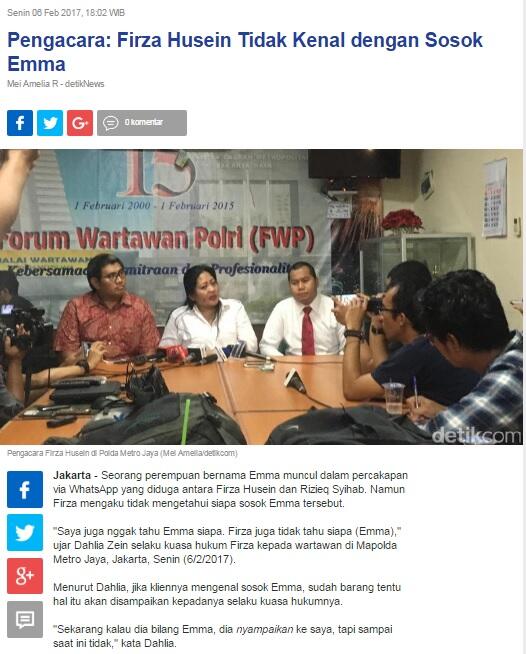 Kata Pengacara Firza Husein Mengenai Sosok Kak Emma