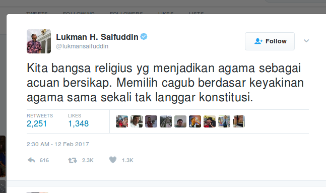 Menteri Agama: Pilih Cagub Berdasar Agama Tak Langgar Konstitusi