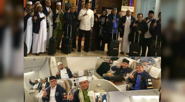 Beredar Foto Ulama di Pesawat Kelas Bisnis saat Umrah Bareng AHY