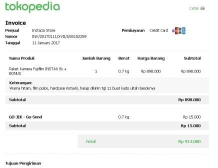 Kecewa Belanja Kamera di Instacio Store (Tokopedia)
