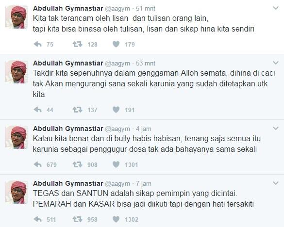 Dibully Pendukung Ahok, Ini Cuitan Aa Gym