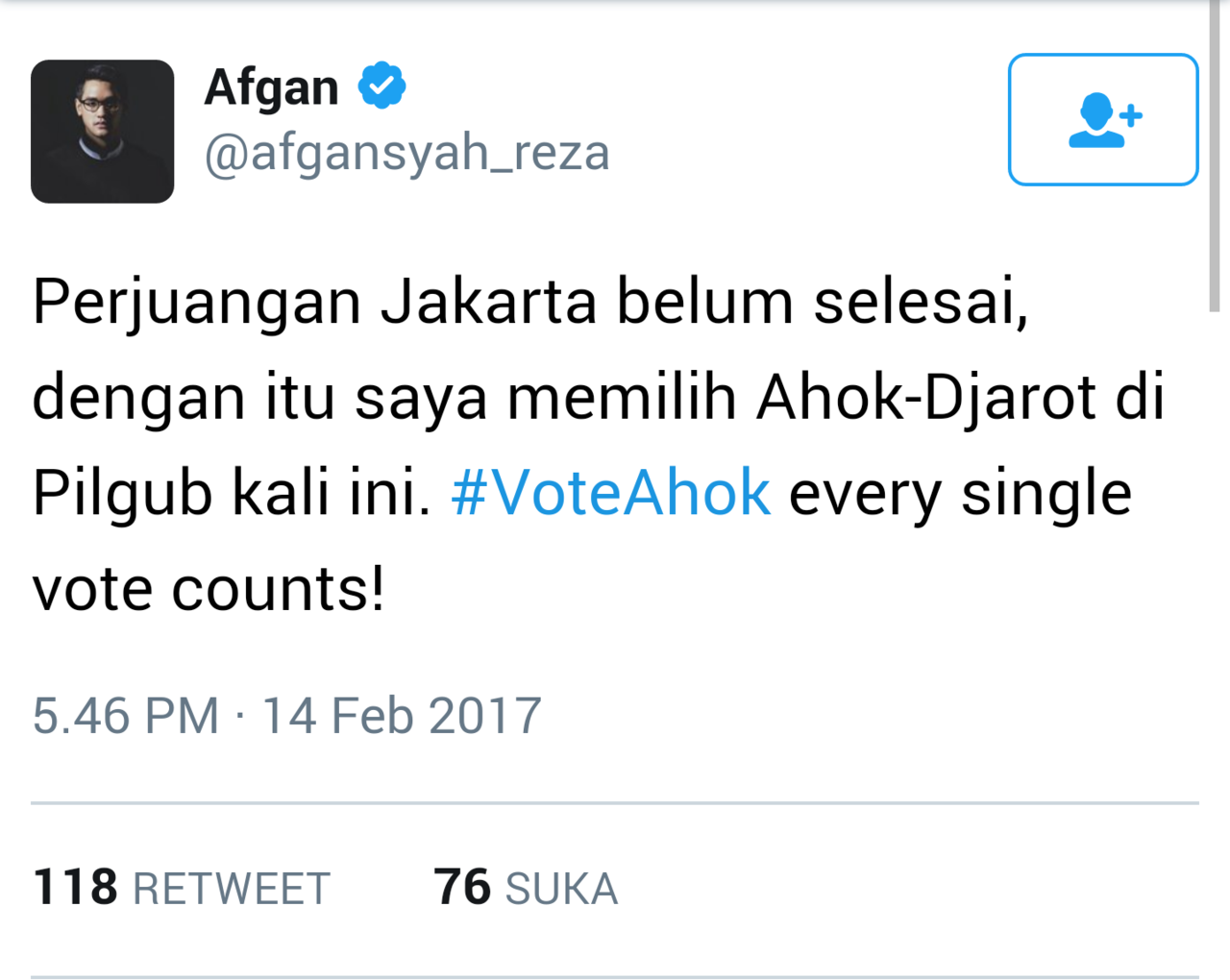 Pilihan mengejutkan Afgan, Sherina, hingga Radja Nainggolan soal pilkada DKI 2017